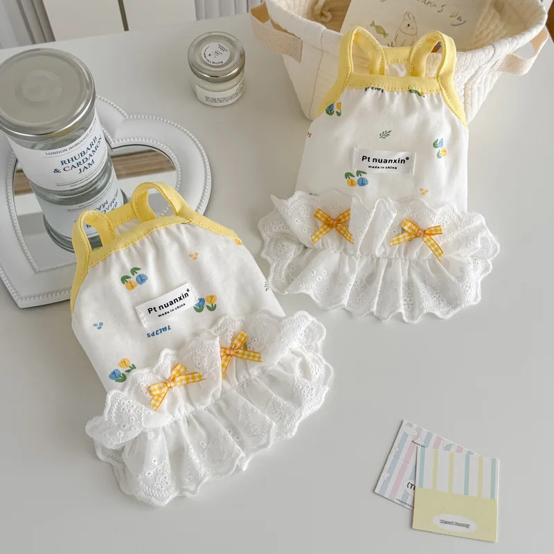 

Ins Cute Dog Clothes Lace Ruffle Layers Sleeveless Vest Dresses for Small Dog Clothes Cat Dresses Dog Summer Breathable Outfits