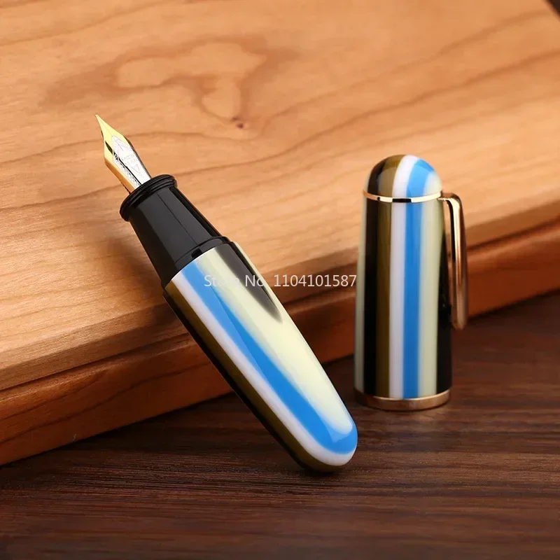 

New MAJOHN Q1 Laser Color Acrylic Mini Fountain Pen Resin Portable Ink Pen Iridium EF/F Nib Palm Short Writing Gift Set