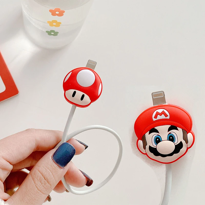 Super Mario Data Cable Protective Cover Cute Phone Charging Cable Protective Cover Anti-Breaking Wire Winder Cable Organizer