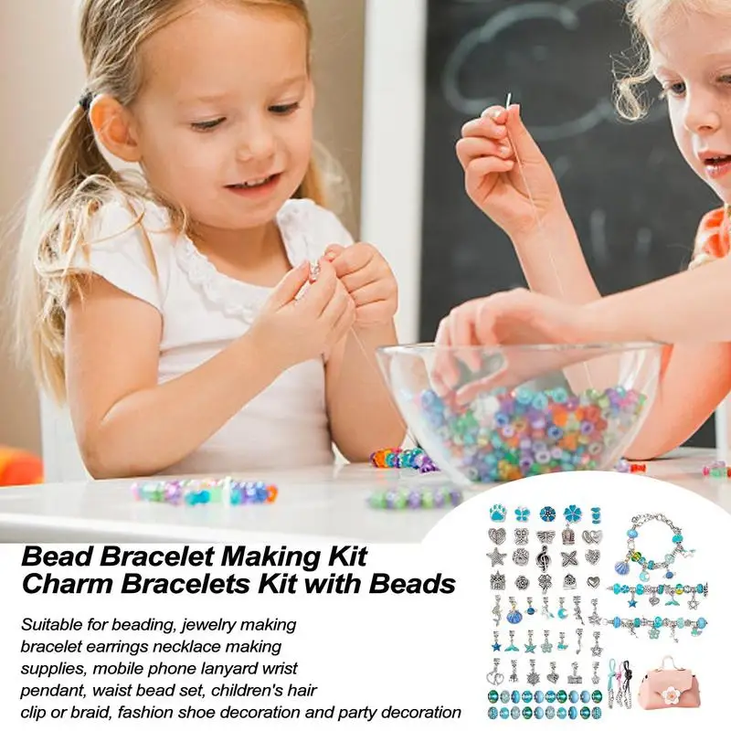 Girls Bracelet Making Kit Handmade Bracelet String Maker Kit Bead Bracelet Kit Fashionable Kids Beading Craft Kit Charm Bracelet