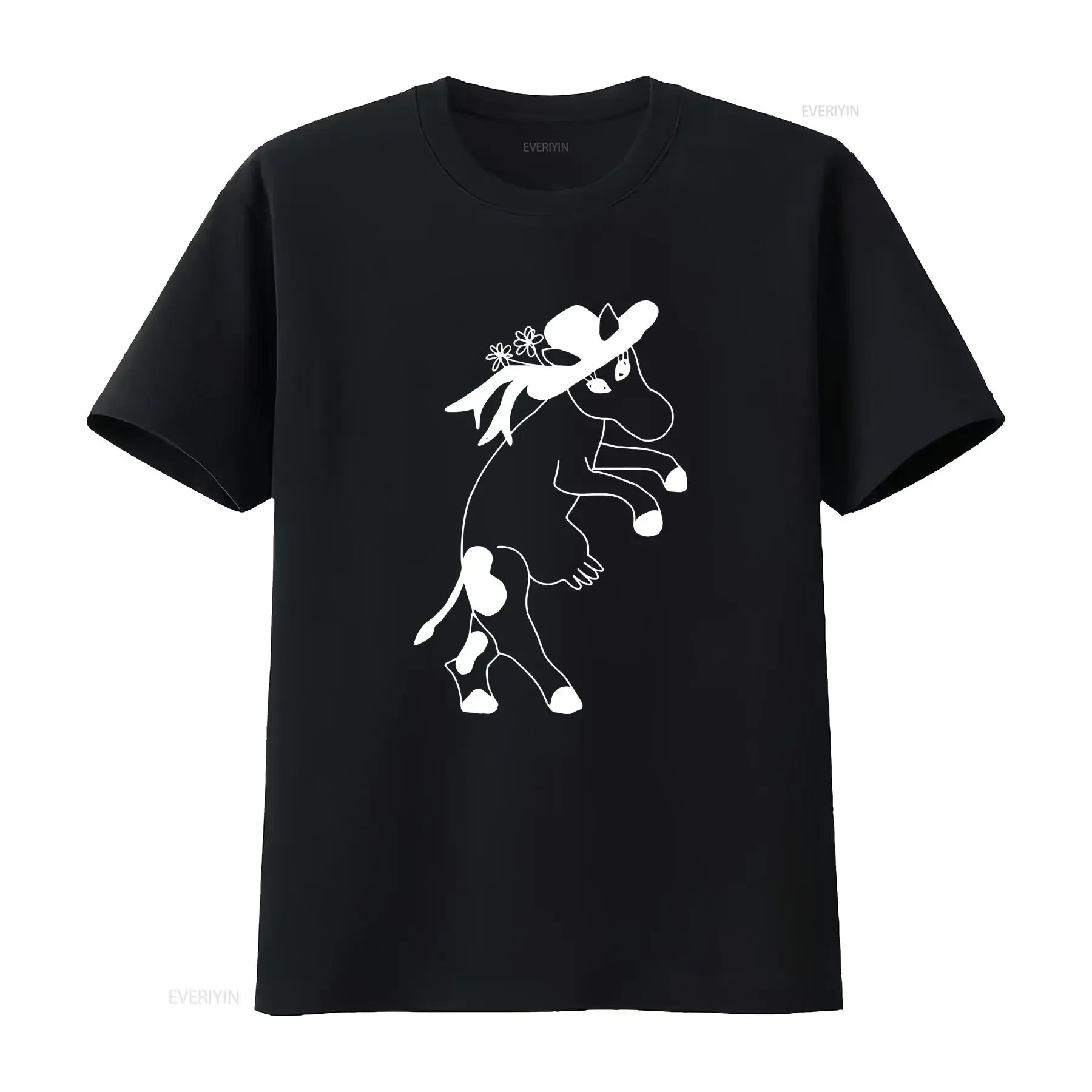 'Dancing cow'  Cotton T Shirt TA041522 vintage Washed Stretched Stylish Comfortable Soft Top For Everyday Wear Unisex fashion