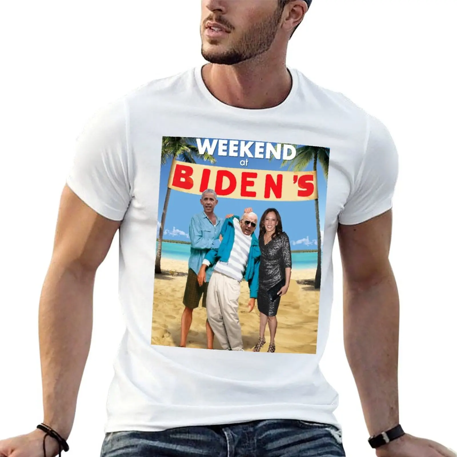 Camiseta Weekend at Bidens (palabra jugada con Weekend at Bernies) para hombre, camiseta 100% algodón, camiseta de marca de lujo