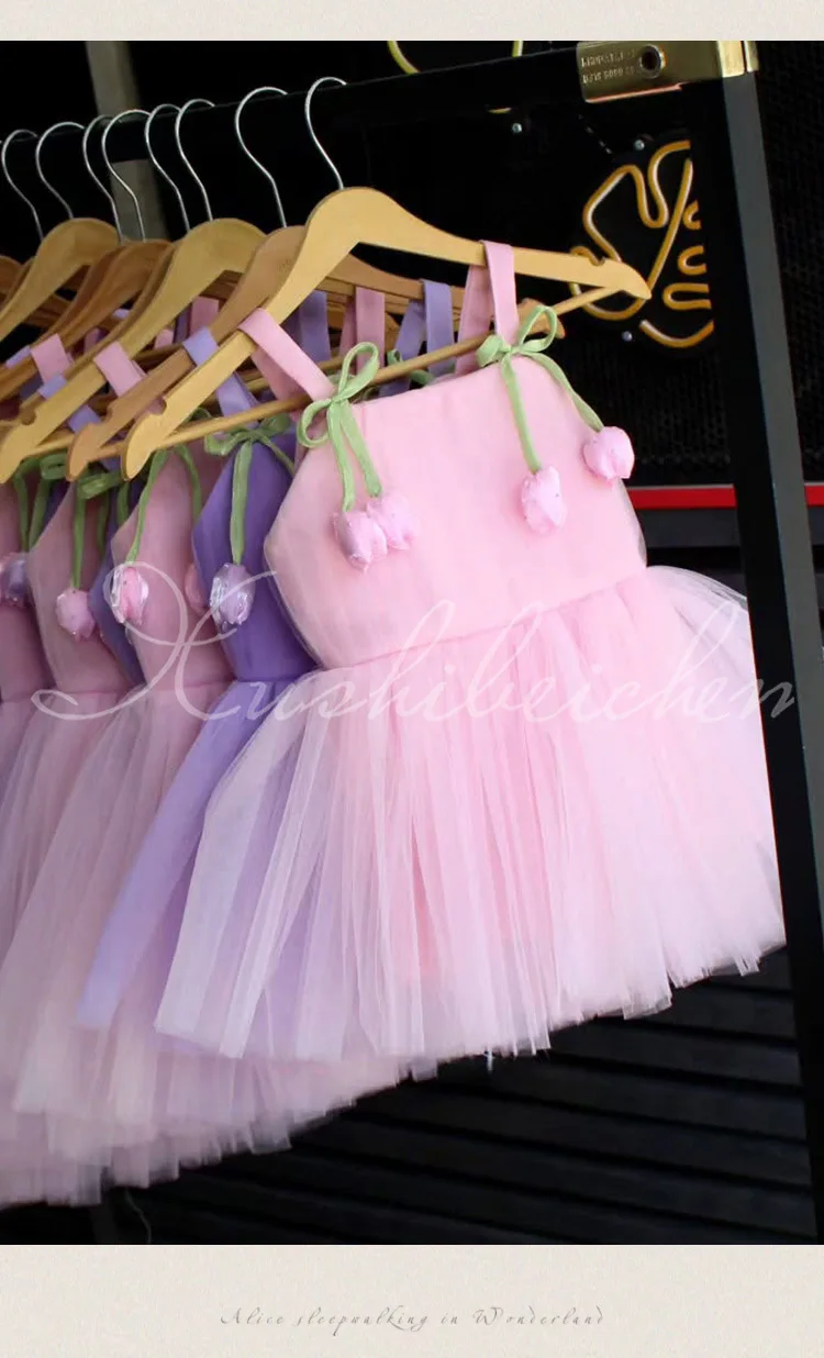 HETISO Kids Birthday Party Host Pageant Ball Gown Sweet Bow Girls Princess Wedding Dresses Children Elegant Costume 1-12 Years