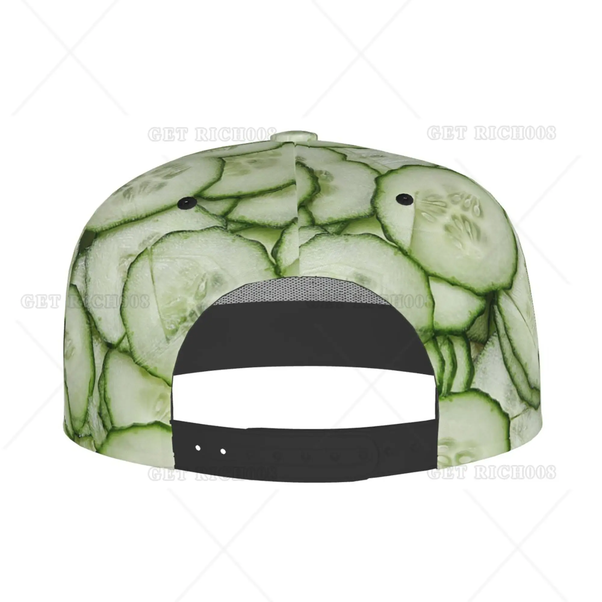 Cucumber Funny Flat Brim Baseball Cap Adjustable Summer Snapback Hat for Men Women Unisex Hip Hop One Size Print