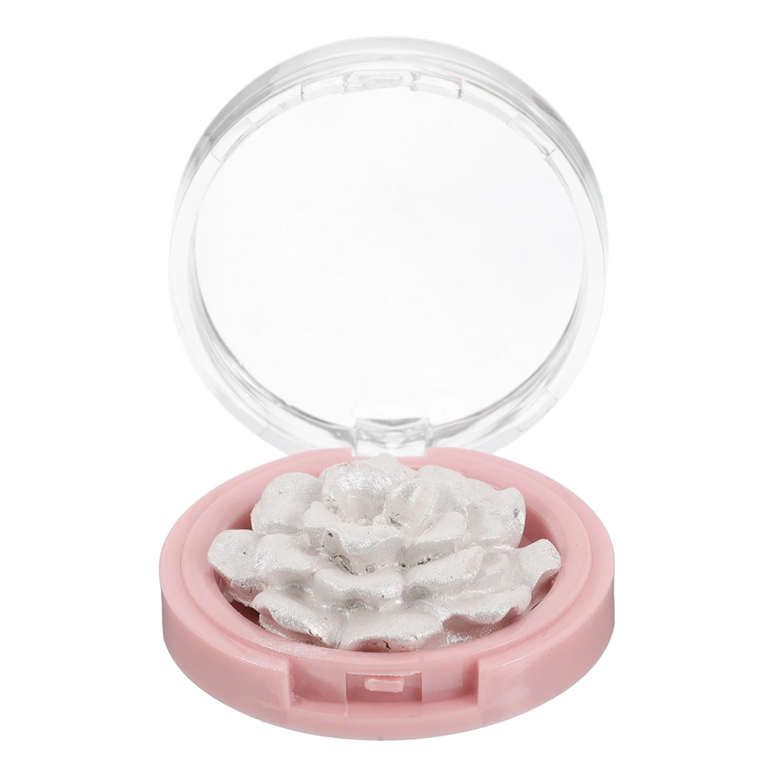 Różowy rozświetlacz w pudrze 3D, rzeźbiony, do twarzy i policzków, rozświetlający, połyskujący, srebrny rozświetlacz do makijażu.