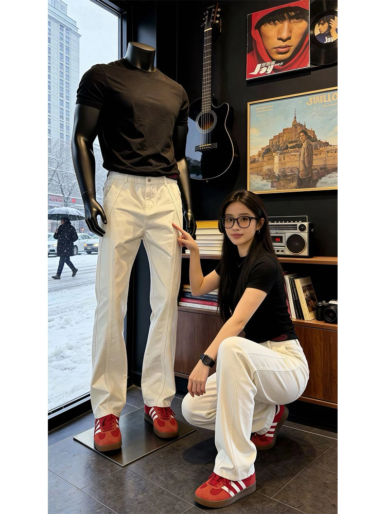 

Cleanfit Men's Straight Leg Jeans Winter American Sle Side Cut Cool Haome Slim Fit Micro Flare Pants Youth Faion