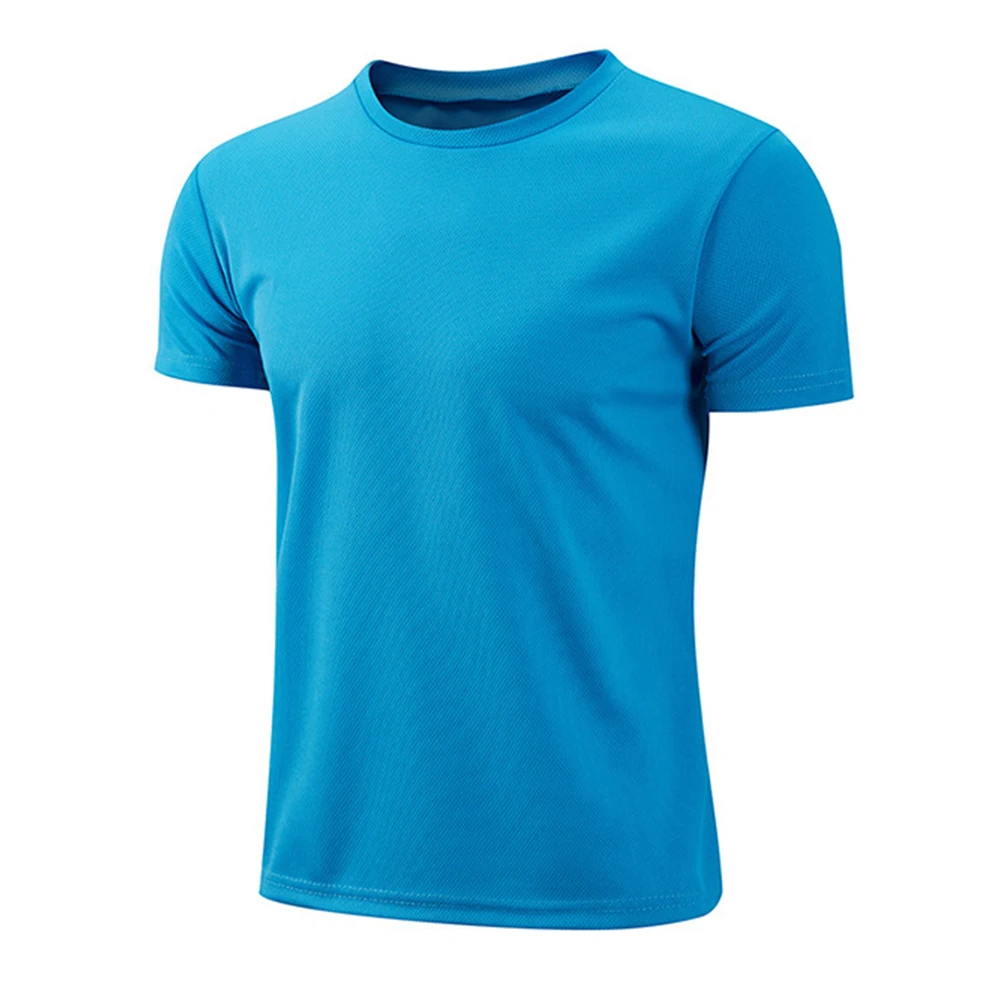 Camiseta deportiva de manga corta, color Naranja, azul real, suave, 40% algodón + 60% poliéster, negra