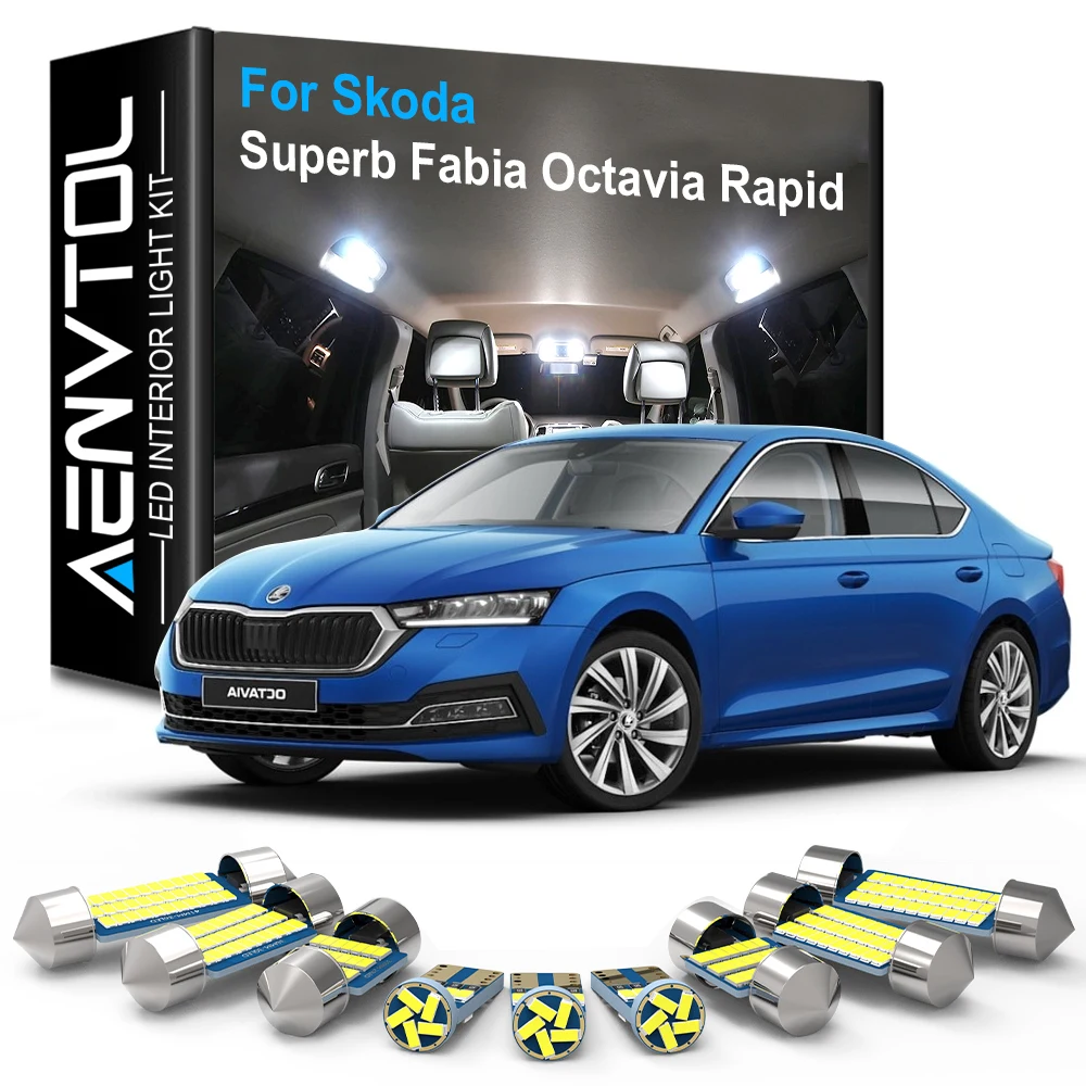 Samochodowe oświetlenie wewnętrzne LED Canbus do Skody Superb 1 2 3 3U 3T 3V3 3V5 Fabia Octavia MK1 MK2 MK3 A5 A7 6Y NJ3 NJ5 Rapid Akcesoria