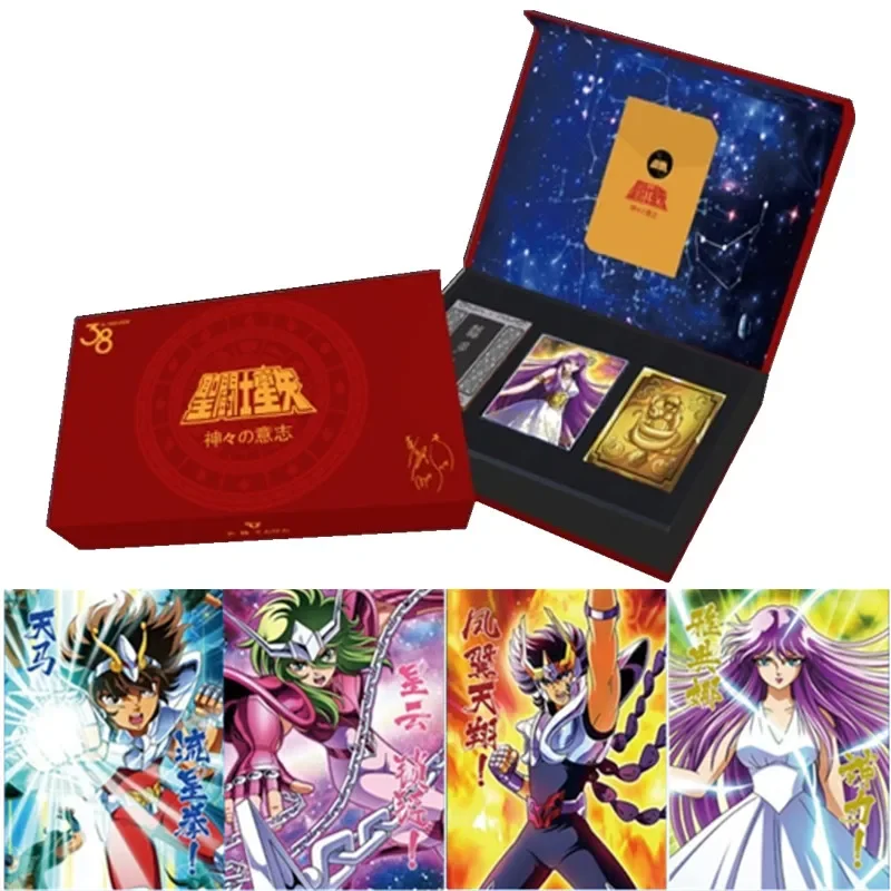 2025 New Saint Seiya 38th Anniversary Gift Box Poseidon Hades Ares Rare Anime Character Collection Card Kids Toys Birthday Gift