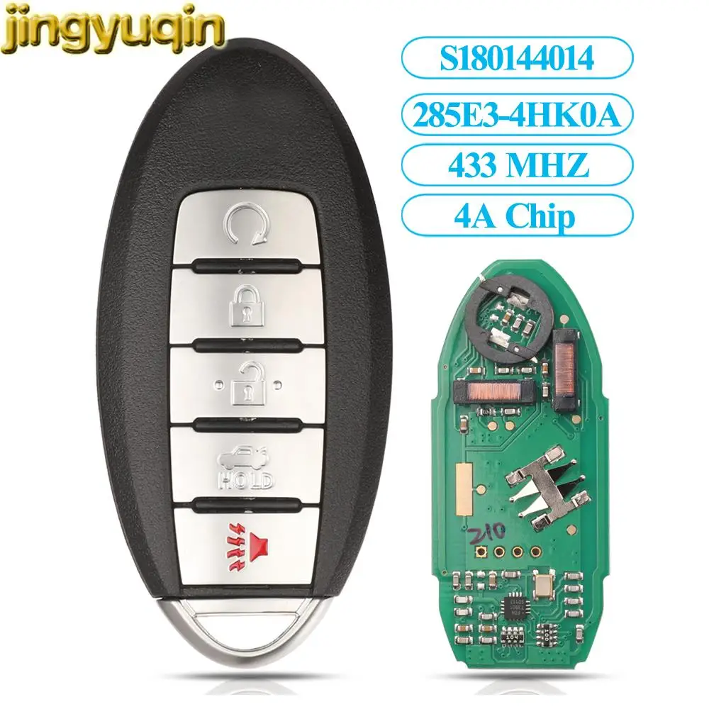 

Jingyuqin S180144014 285E3-4HK0A Remote Key Fob 433MHZ 4A Chip For Infiniti Q50 Q60 2016 2017 2018 2019 5B Smart Case