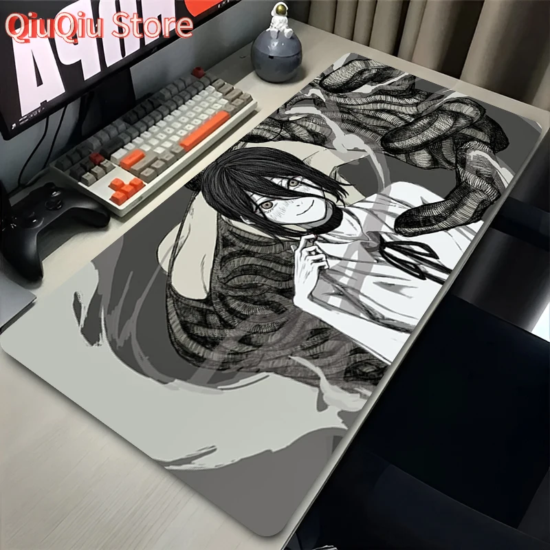 Mouse Pad Laptop Kawaii Anime Girl Reze Keyboard Pad PC Black and White Flower Desktop Mouse Mat C-chainsaw Man Gaming Mousepad