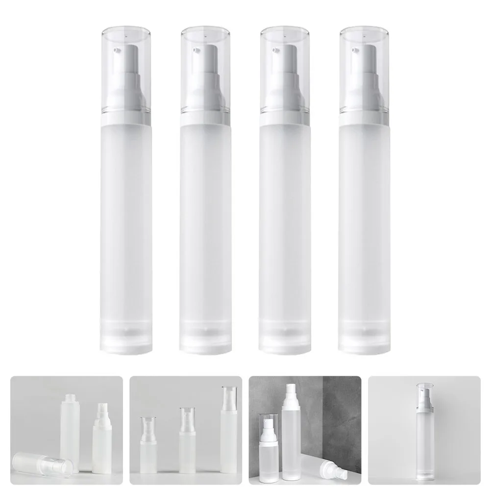 

4Pcs Matte Vacuum Press Bottles Airless Lotion Pump Dispenser Travel Portable Storage Container Lotion Bottle