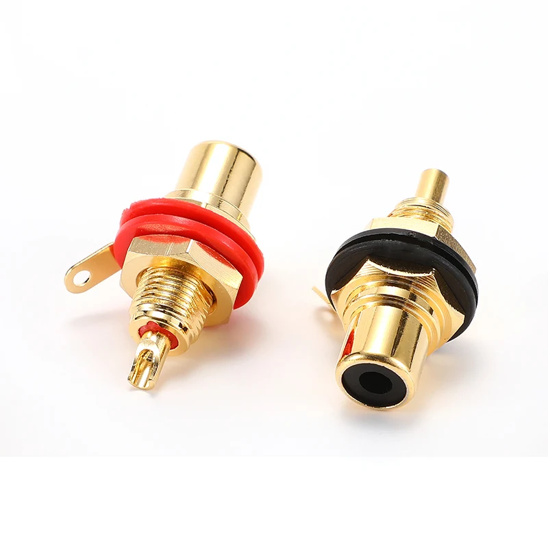 1Pcs Rca YS367A Vergulde Lotus Vrouwelijke Plug Rca Audio En Video Socket Koorts Kabel Dvd Av Rood/Witte Cirkel