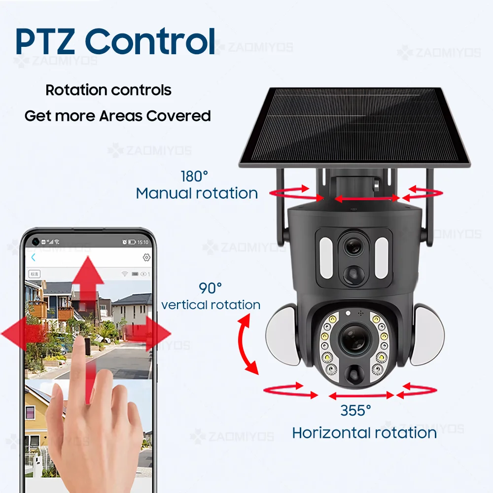 4K 30X Optical Zoom Dual Screen Security พลังงานแสงอาทิตย์กล้อง 8MP 4G Sim/WiFi PTZ Dual PIR Detection Humanoid การติดตามอัตโนมัติกล้องวงจรปิด IP Cam