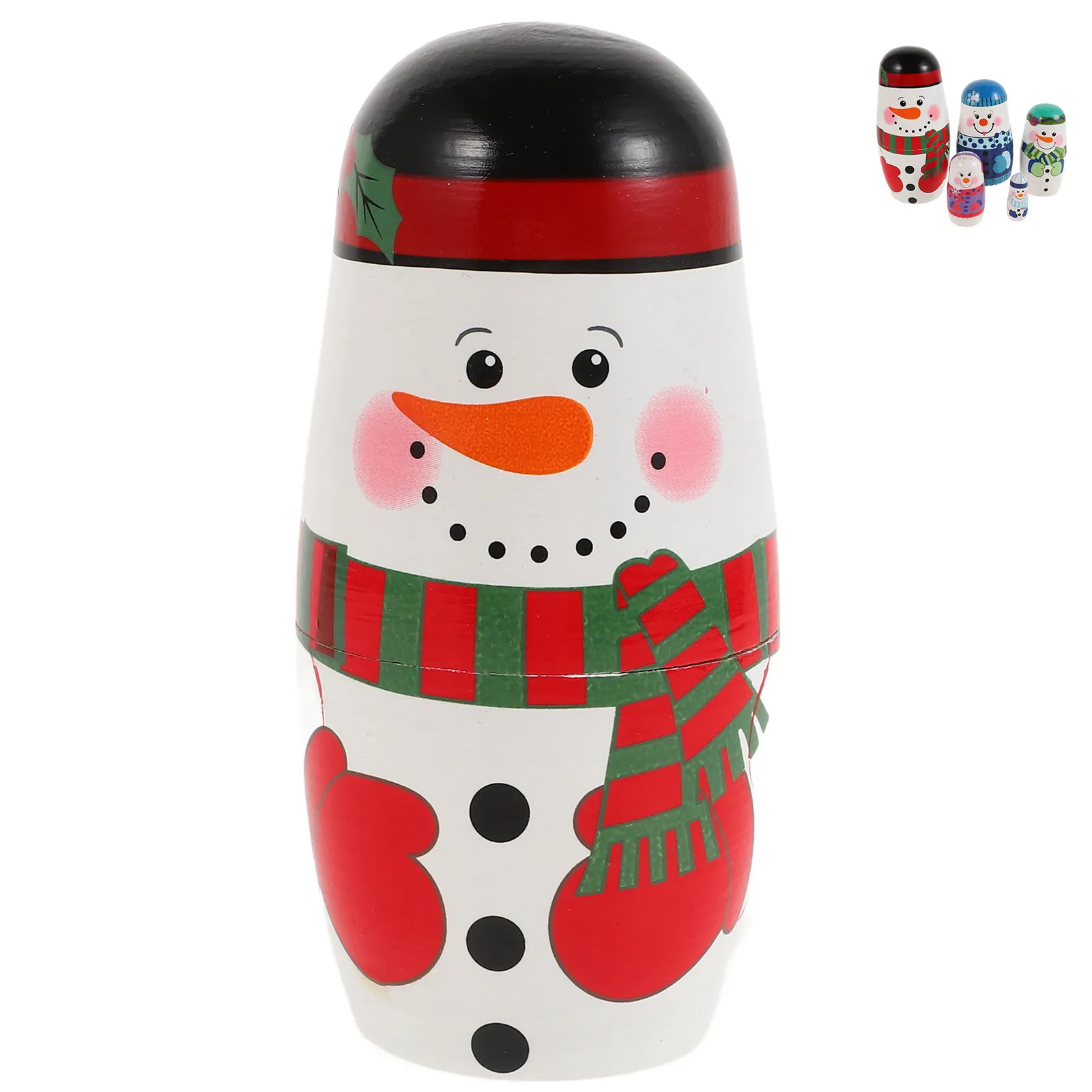 

5 Layer Snowman Russian Nesting Wooden Christmas Decoration Handcrafted Winter Gift for Kids Home Decor Wood Nesting