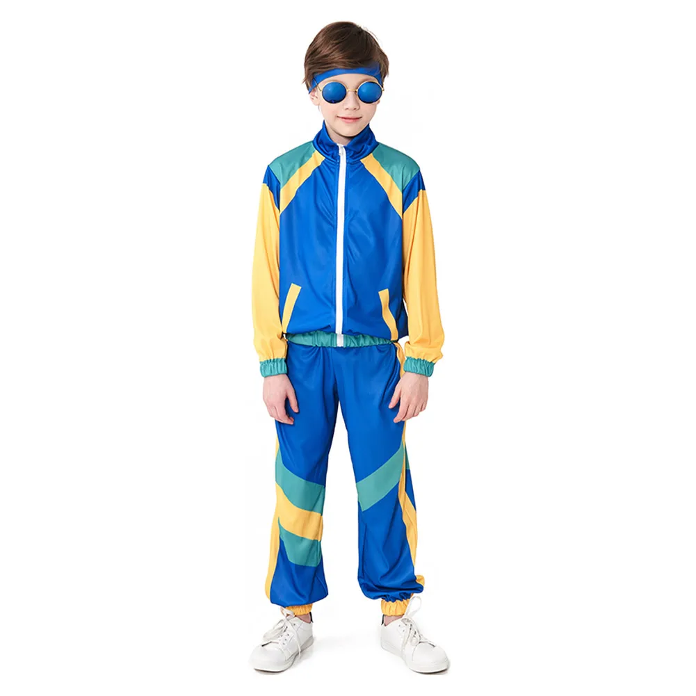 Kids Retro Vintage Hip-hop Disco Dance Cosplay Costume Boys Girls Sportwear Outfits Halloween Carnival Party Children Suit