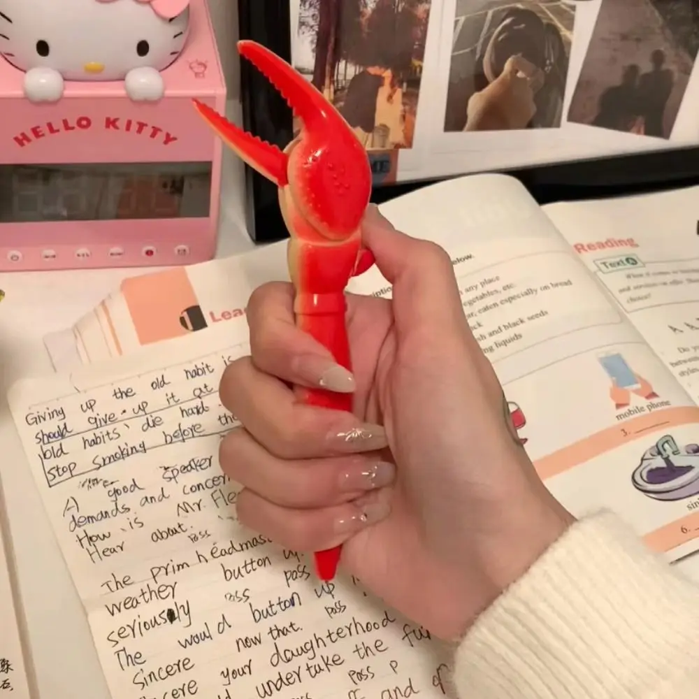 

Lovely Interesting Lobster Paw Clamp Ballpoint Pen Funny Kids Gift School Supplies Plastic Hammer Neutral Pen Office Stationary