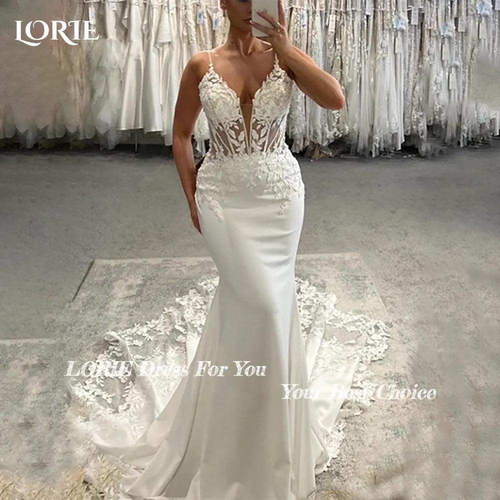 

LORIE Boho Mermaid Wedding Dress for Women Spaghetti Straps Bride Gowns Lace Appliques Corset Luxurious Bridal Dresses 2024