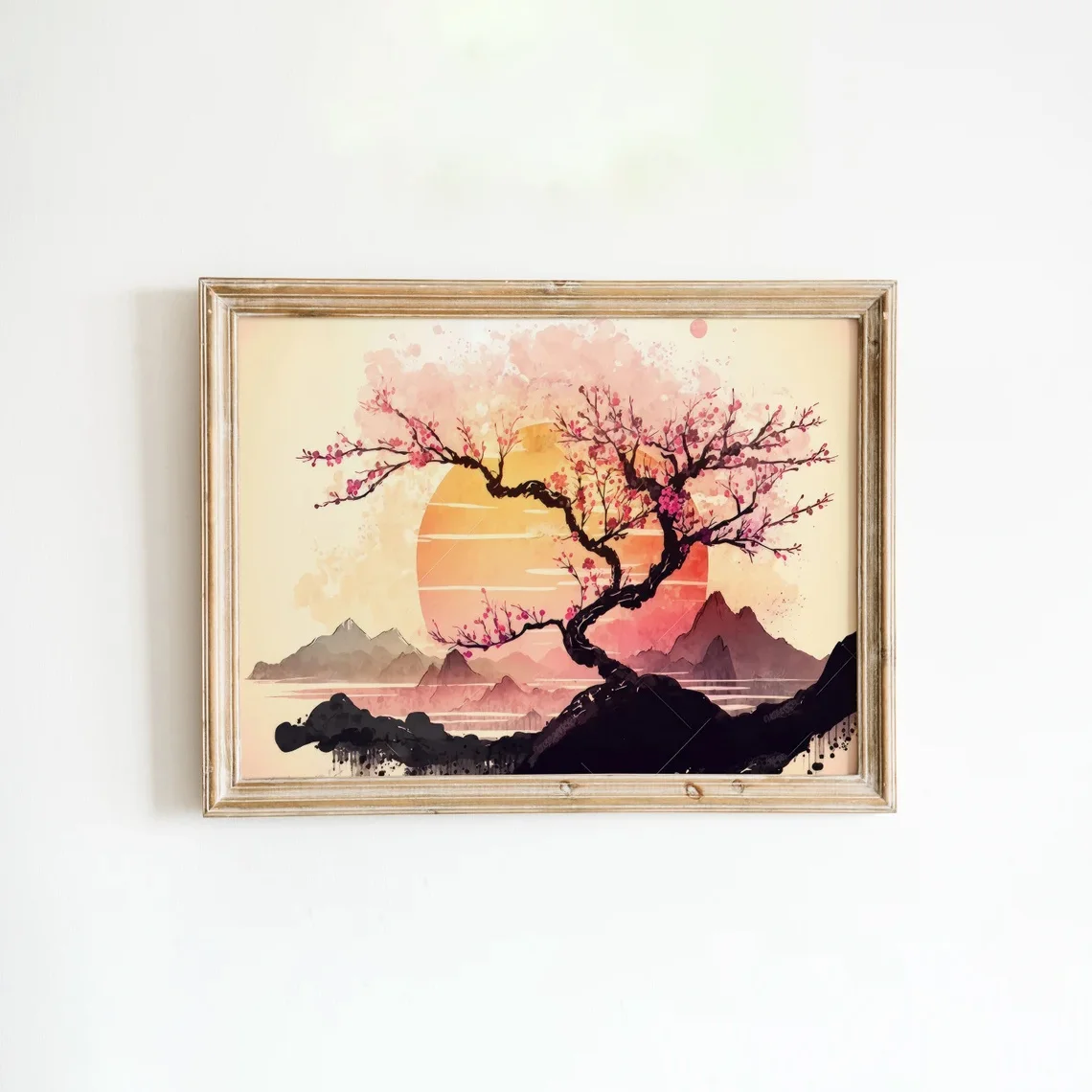 1pc Japanese-Inspired Minimalist Scandinavian Wall Art, Modern Vintage Asian Print Mural for Bedroom and Living Room, Unframe
