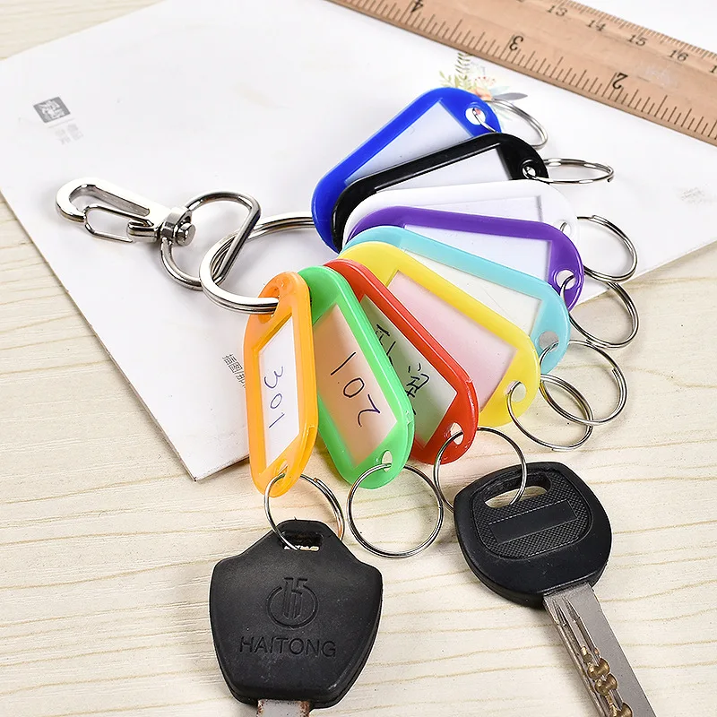 10/20pcs Colorful Plastic Keychain Key Tags Label Numbered Name Baggage Tag ID Label Name Tags with Split Ring