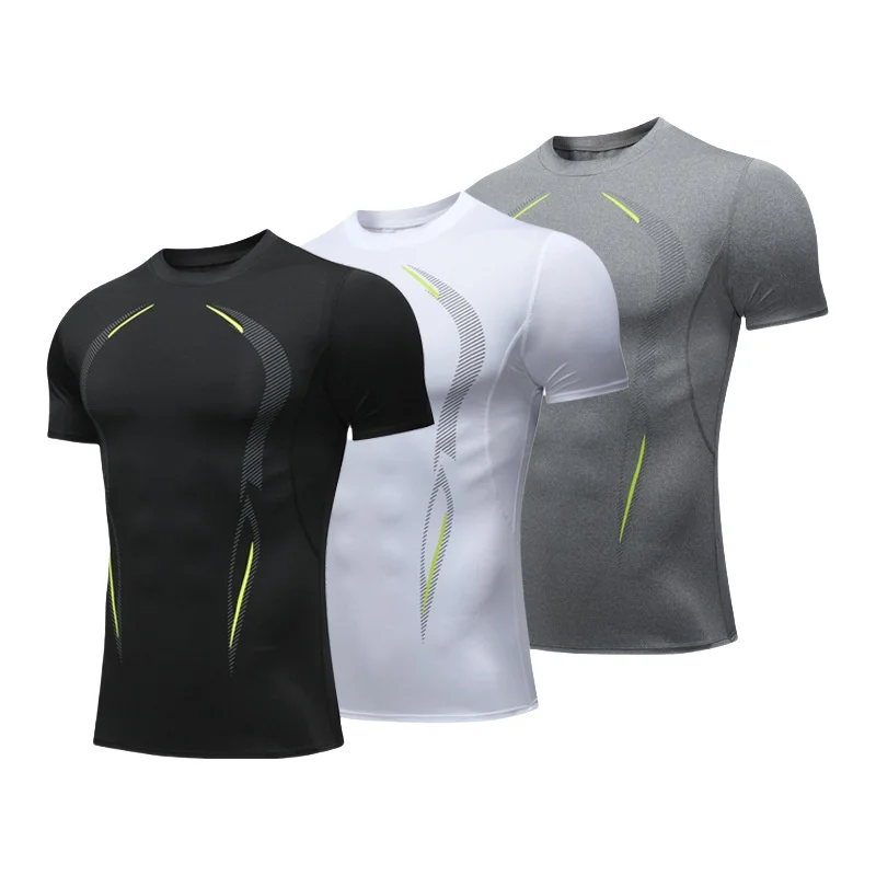 

Компрессионная рубашка для бега, мужская быстросохнущая спортивная одежда с короткими рукавами для мужчин, спортивная одежда, футболка для фитнеса, тренировочная футболка с принтом
