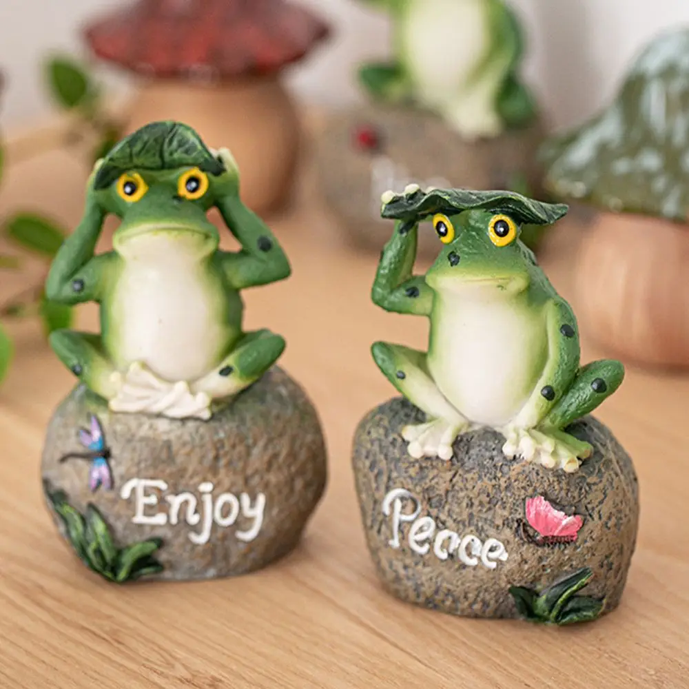 3D Frog Figurine Creative Resin Statue Home Garden Frog Decor Fish Tank Terrarium Landscape Decoration