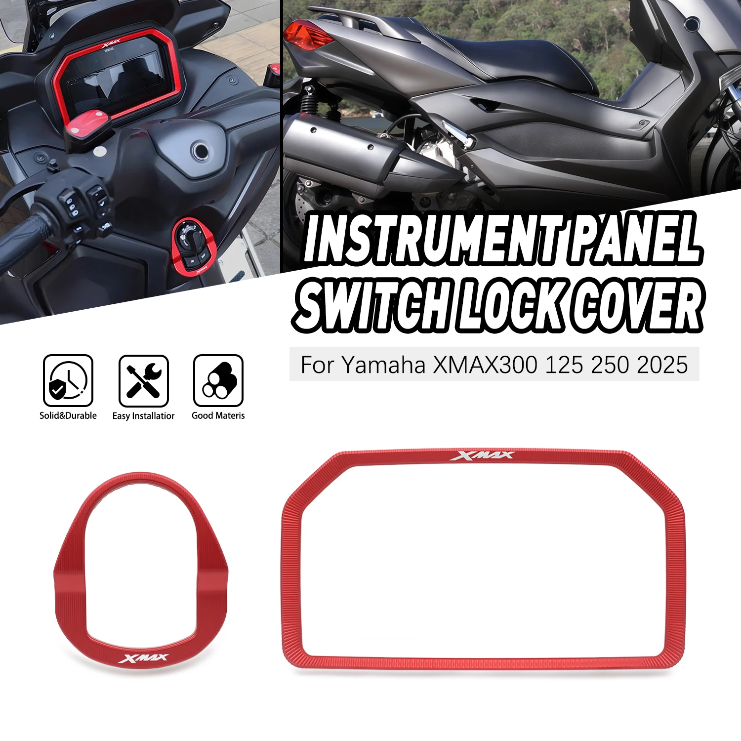 

For YAMAHA XMAX300 XMAX250 XMAX125 2025 Motorcycle Screen Protector Dashboard Electric Door Lock Switch Cover Cap Protector