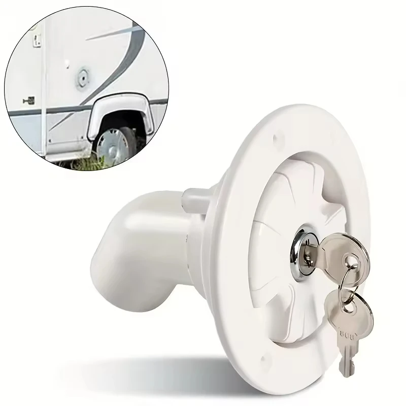 

RV Water Tank Fill Cap Round Gravity Water Inlet with Key Lock for Boat Camper Trailer Exterior Hatch Caravan Accessories