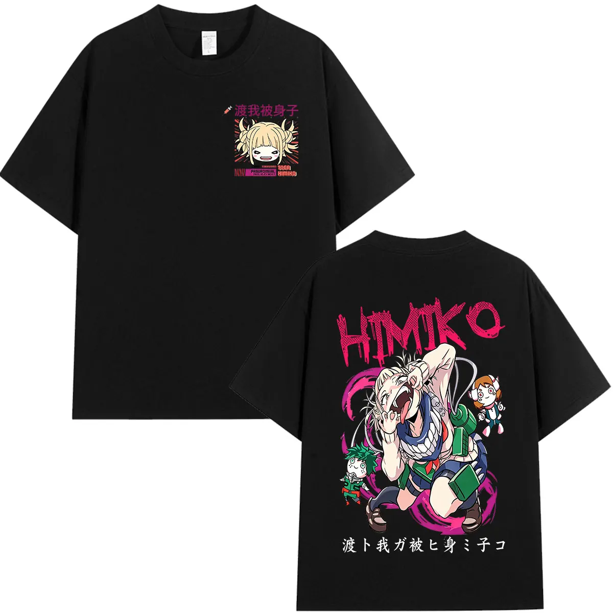 Anime My Hero Academia Toga Himiko T-Shirts für Männer und Frauen, Modische Vintage T-Shirts, Harajuku Kurzarm Oversized T-Shirts
