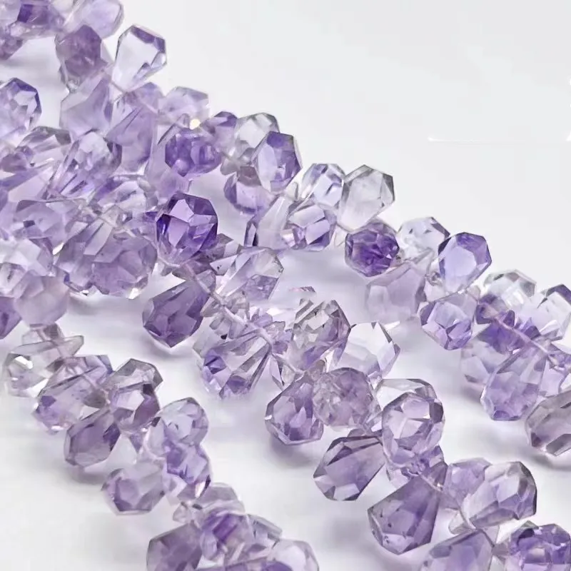 

Amethyst side hole drop baroque faceted 6*10mm for DIY jewelry making 17cm