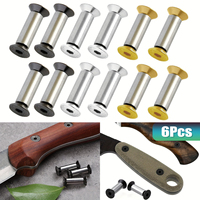 6Pcs Knife Handle Bolt Rivets Screw Fastener Nut Hex Flat Head Screws DIY Material Knives Maker Screws for Fixing Blade Knife