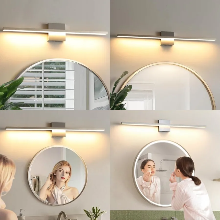 Bathroom Light Fixtures Over Mirror, 32 Inch Brushed Nickel Bathroom Vanity Light, LED Modern Wall Sconce 3000K Bar Vanity Ligh