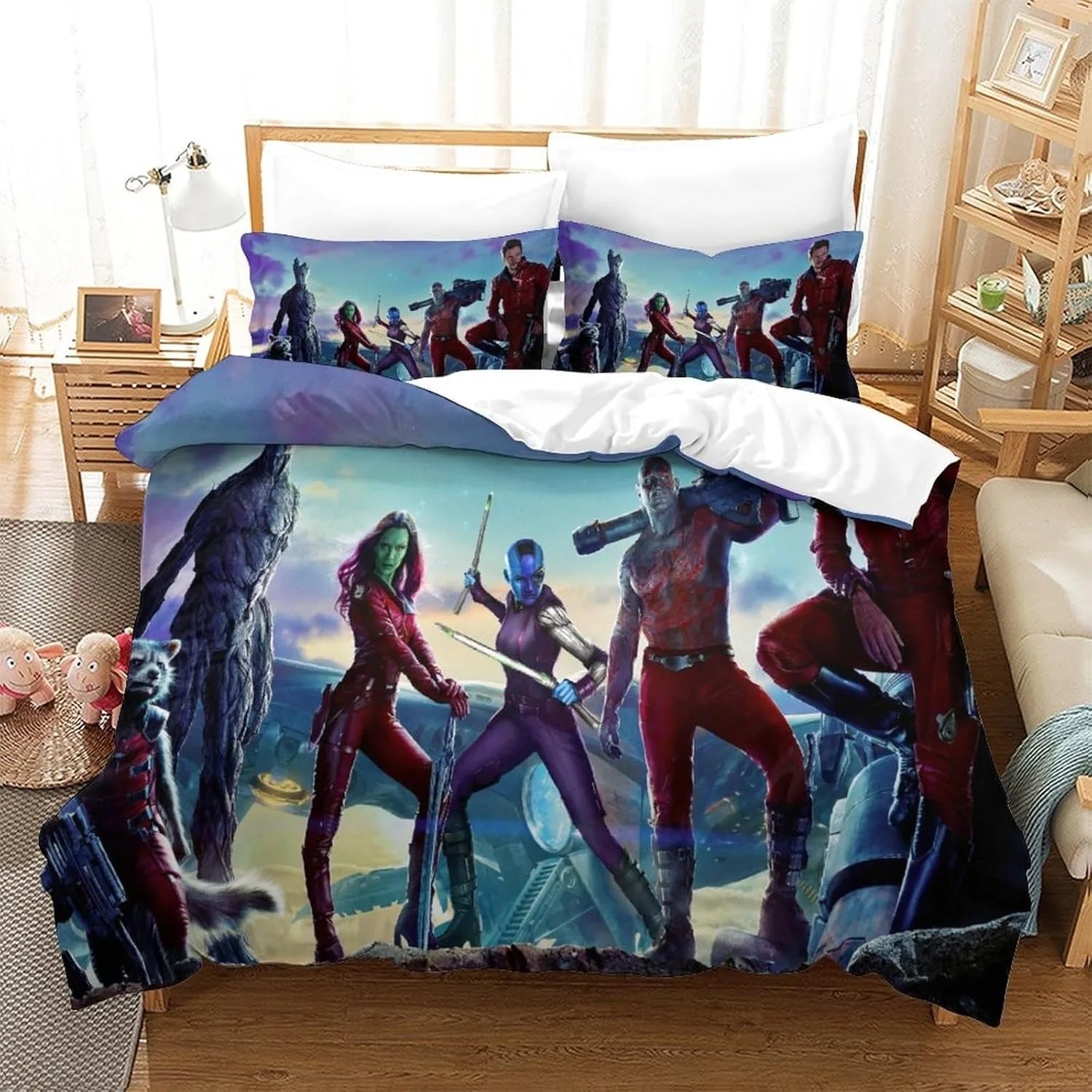 Guardians of the Galaxy Bedding Set Duvet Cover Set Groot Soft Duvet Cover Decorative Bedding for Teenagers Boys Girl Gift Large