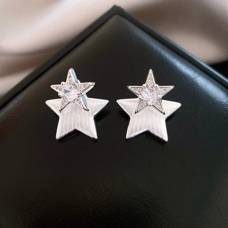 الكورية الأزياء الزركون ستار أقراط للنساء الحلو شخصية قرط الاذن المرصع الراقية الفاخرة مصمم المجوهرات بالجملة