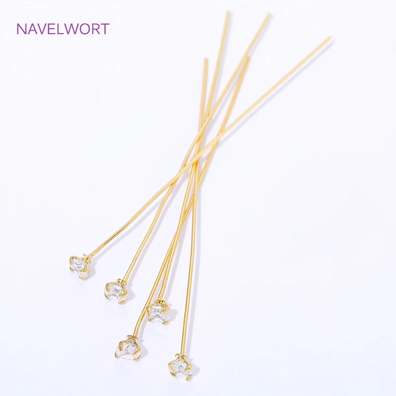 18K Gold Plated Inlaid Zircon Flat Head Pins For Jewelry Making,Pins For Jewelry,Pins For Earrings Supplies,DIY Beading Findings image 6