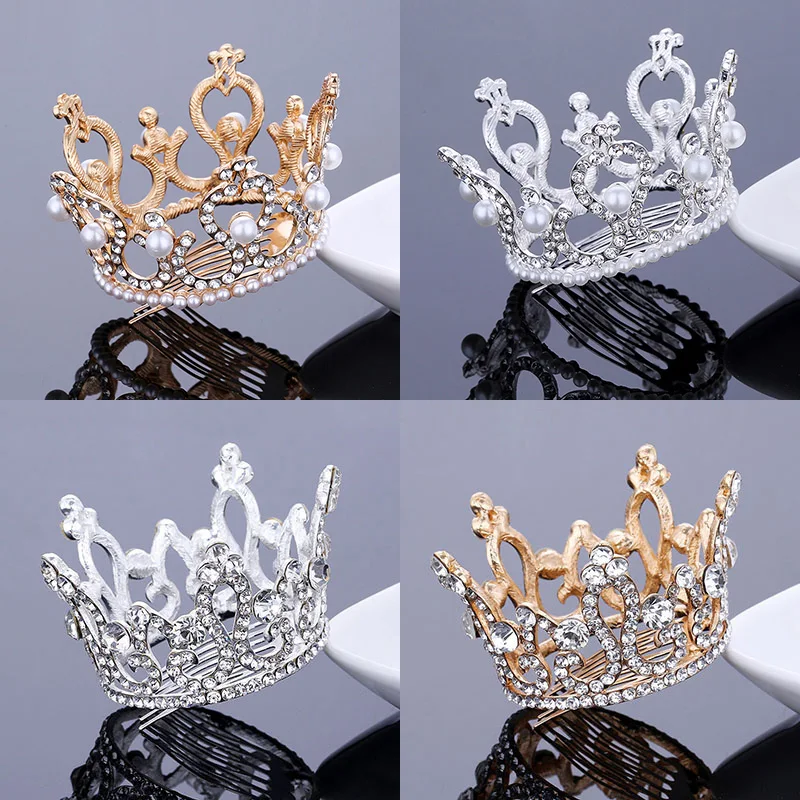 TDQUEEN Round Bridal Tiaras and Crowns Silver Plated and Gold Color Wedding Hair Accessories for Women