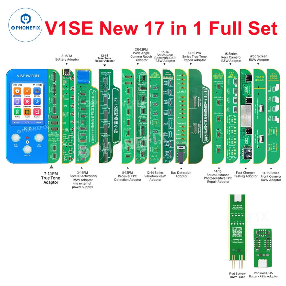 JCID V1SE WIFI Programmer Original Battery Face ID Screen True Tone Fast Charger Testing Adaptor Board For iPhone Repair Tools