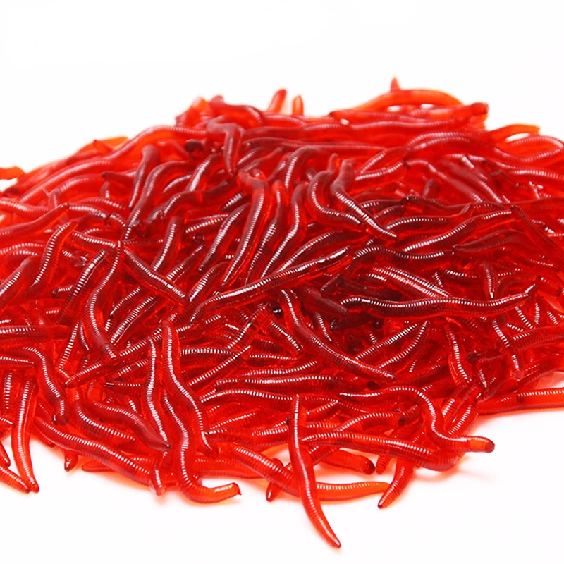 50 or100pcs Lifelike Fishy Smell Red Worms Soft Bait Simulation Earthworm Carp Bass Fishing Lures Artificial Silicone Pesca