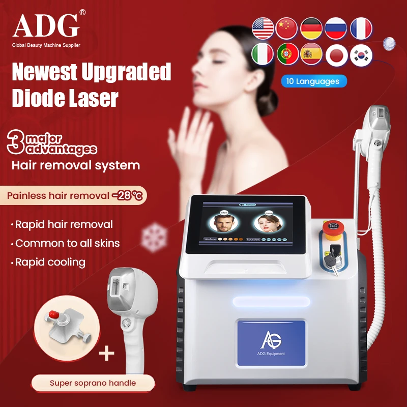 Tiny Hair Gadget 755 1064 808nm Germany Laser Bar Hair Removal Diode Laser Machine -28℃ Painless whole body Epilator