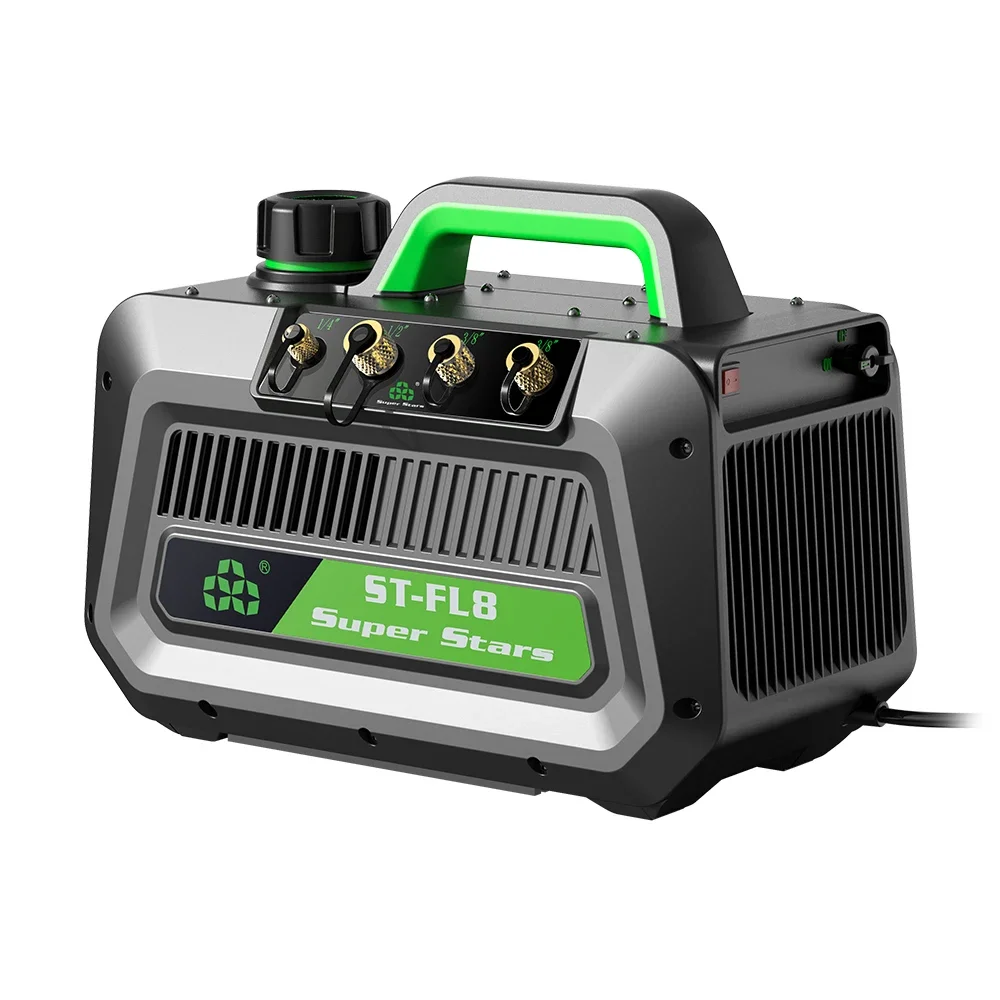 Super Star ST-FL8 Large Air Cooled Vacuum Pump 4 Parallel Inlets for Faster Evacuation for HVAC Refrigeration Work Low Pressure