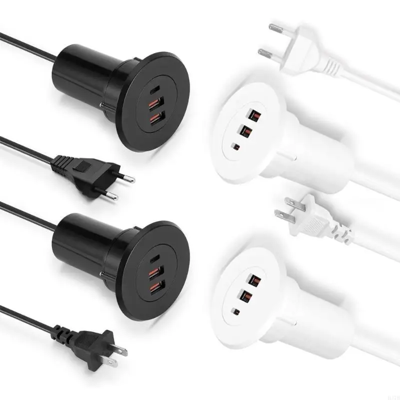 H37B 워크 스테이션에서 빠른 충전을위한 USB 및 유형 C 포트를 갖춘 통합 충전 홀더 스탠드 데스크 홀 충전기