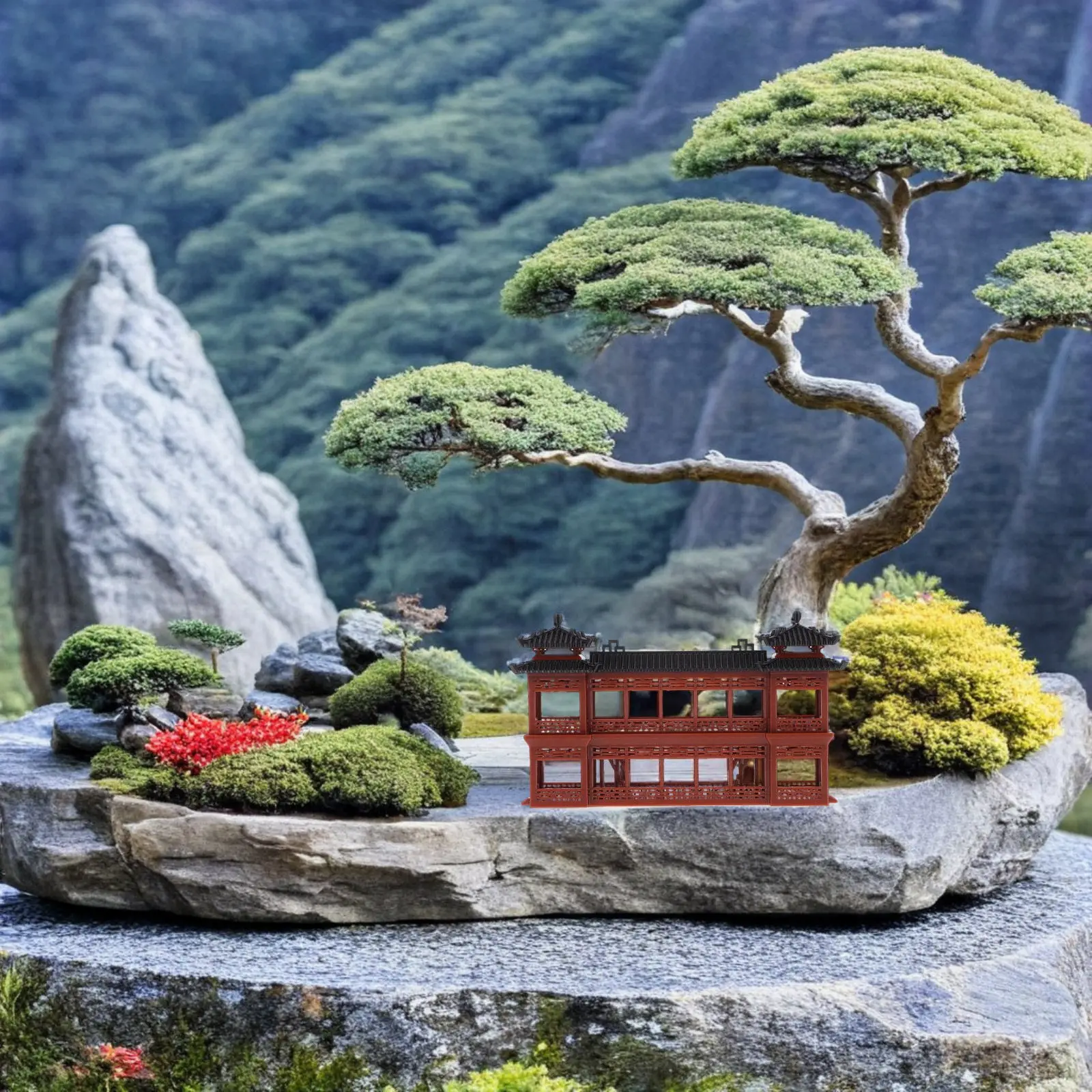 

Micro Pavilion Miniature Garden Ancient Building Plastic Chinese Style Decor Home Office Display Landscape Accessories