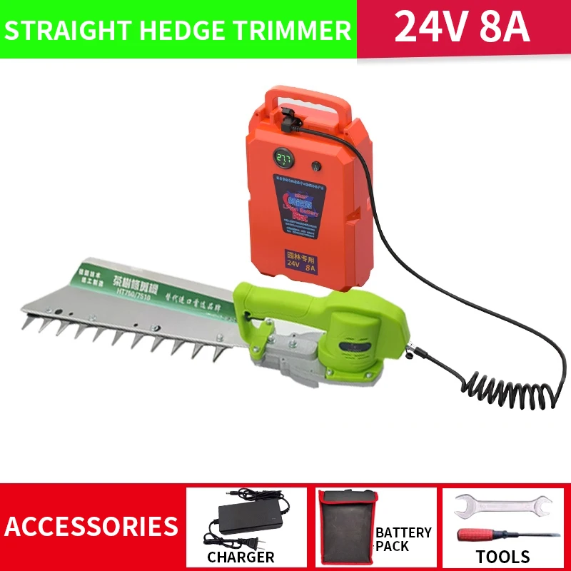 

24V Lithium Battery Hedge Trimmer Backpack Ball-shaped One-hand Electric Pruning Shears Curved Tea Tree Shears Brush Cutter