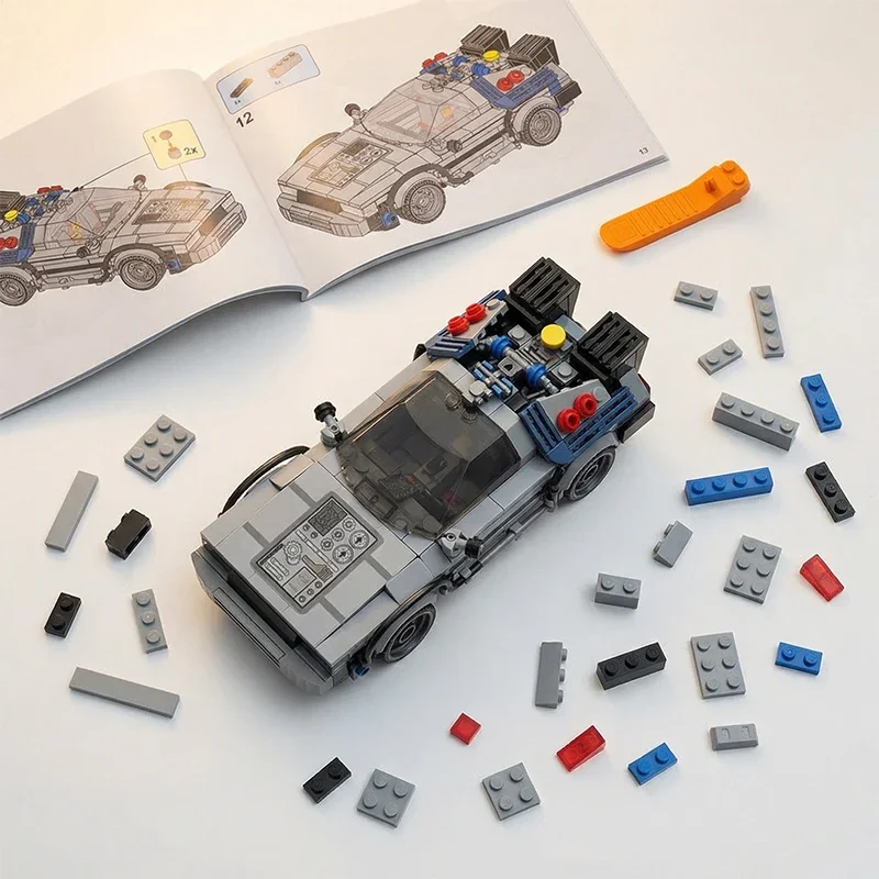 1:24 Classic Movie Racing Car Building Blocks MOC Model Sport Cars Toys Back Future Bricks Vehicle Festival Gifts for Boys Kids