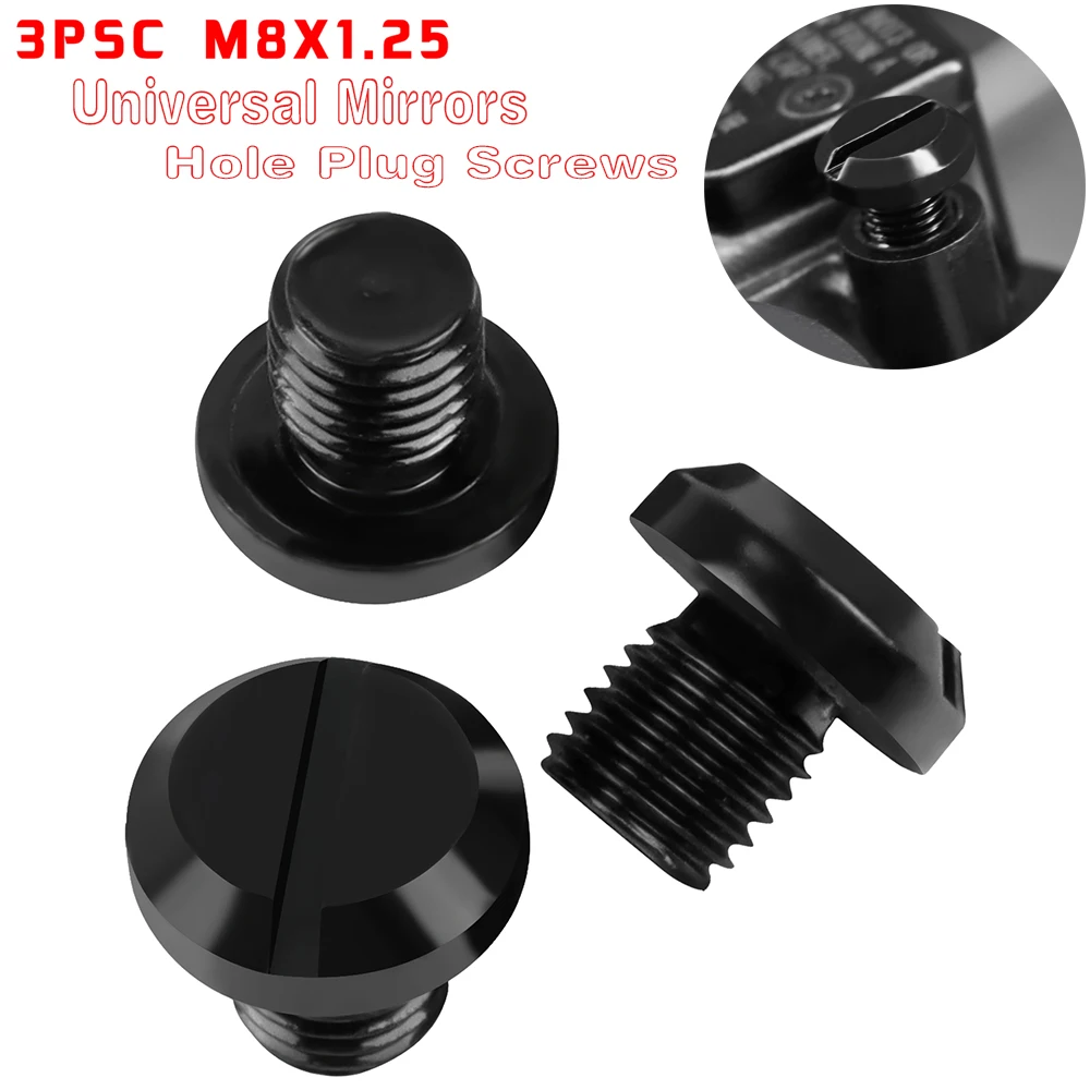 3pcs M8*1.25 Universal CNC Rearview Mirrors Hole Plug Screws Caps Cover Bolts For Kawasaki Z400 Z650 Z750 Z800 Z900 Z1000/SX