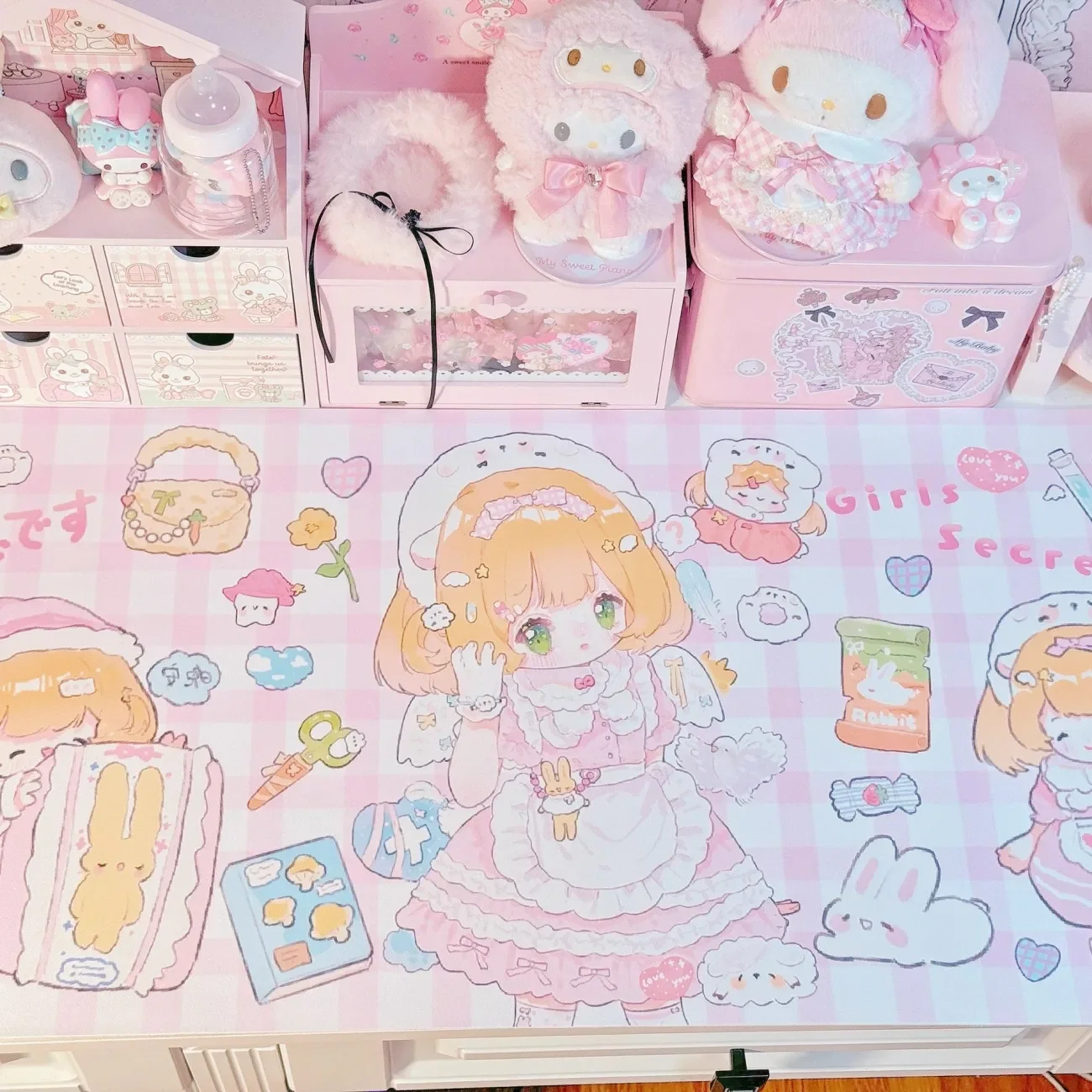 

Cute Pink Girl Pu Leather Mousepad Office Desk Mat Mouse Pad Computer Speed Type Carpet Mat Player Laptop Keyboard Cartoon