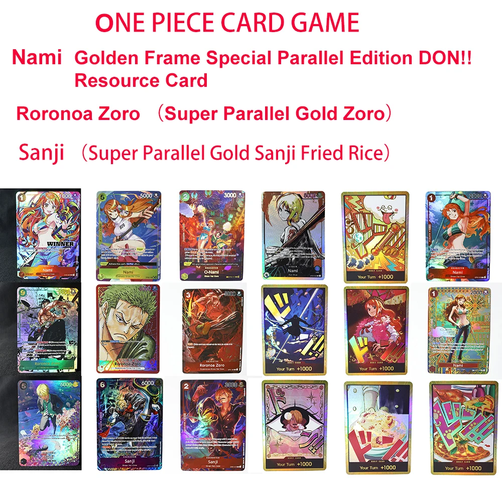 ONE PIECE CARD GAME, Nami Resource Card Super Parallel Gold Zoro Super Parallel Gold Sanji Fried Rice OPCG Game Collector's Card