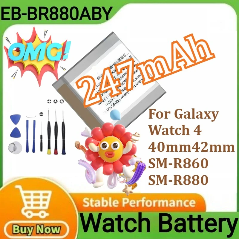 

2025 Years Battery EB-BR880ABY for Galaxy Watch 4 40mm/42mm R865U EB-BR890ABY for Galaxy Watch 4 44mm/46mm R870 SM-R875U + Tool
