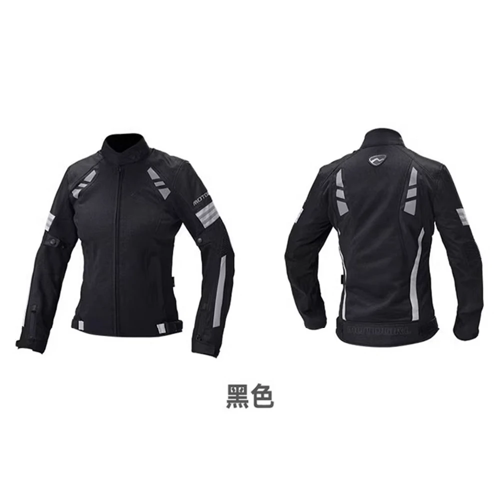 Black Motorcycle Jacket Built-in CE Protector Summer Motorcycle Jackets Breathable Woman\'s Biker Coat Wear Resistant Moto Jacket