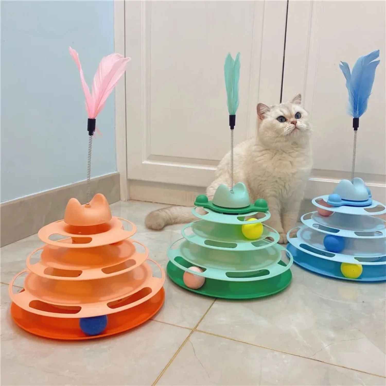 

Funny Cat Pet Toy Cat Toys Intelligence Triple Play Disc Cat Toy Balls Ball Toys Pets Pink Blue Green Orange Pet Products